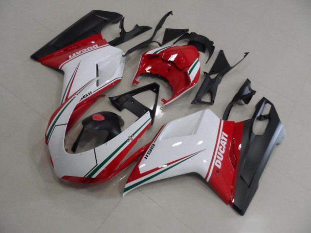 Vermelho Branco Injeção Kit Carenagem Ducati 848 1098 1198 07-14 Vermelho Branco Injeção Kit Carenagem Ducati 848 1098 1198 07-14