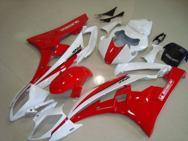 Vermelho Branco Kit Carenagem Moto Yamaha R6 06-07 Vermelho Branco Kit Carenagem Moto Yamaha R6 06-07