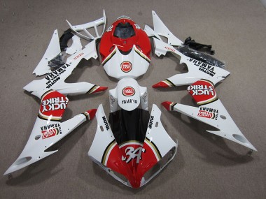 Vermelho Branco Lucky Strike Carenagem Moto Yamaha R1 04-06