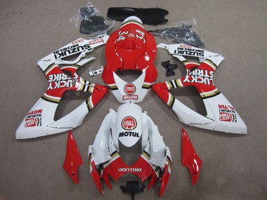 Vermelho Branco Lucky Strike Motul Carenagem Moto Suzuki GSXR 600 K6 06-07