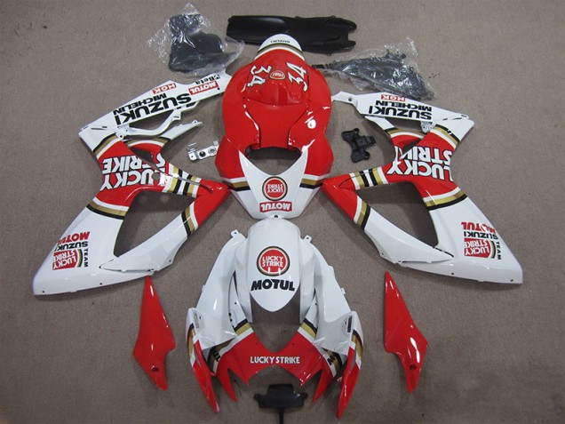 Vermelho Branco Lucky Strike Motul Carenagem Moto Suzuki GSXR 600 K6 06-07
