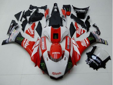 Vermelho Branco Monster Carenagem Moto Yamaha R1 15-19