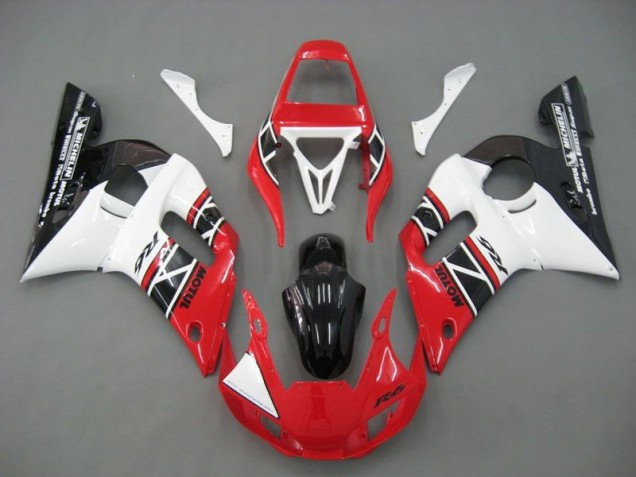 Vermelho Branco Preto Kit Completo Carenagem Moto Yamaha R6 98-02 Vermelho Branco Preto Kit Completo Carenagem Moto Yamaha R6 98-02