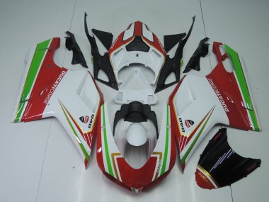 Vermelho Branco & Verde Carenagem Moto Ducati 848 1098 1198 07-14