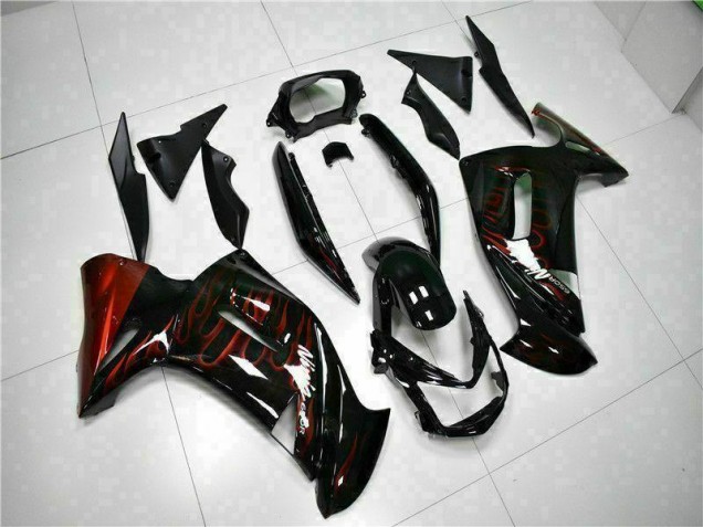 Vermelho Chama Carenagem Moto Kawasaki EX650 06-08