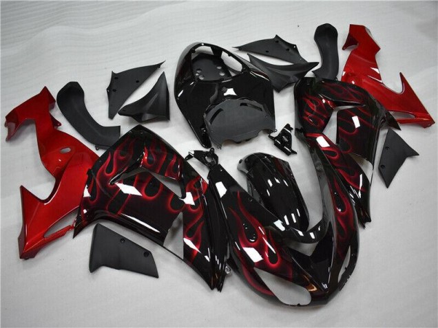 Vermelho Chama Carenagem Moto Kawasaki ZX10R 06-07 Vermelho Chama Carenagem Moto Kawasaki ZX10R 06-07