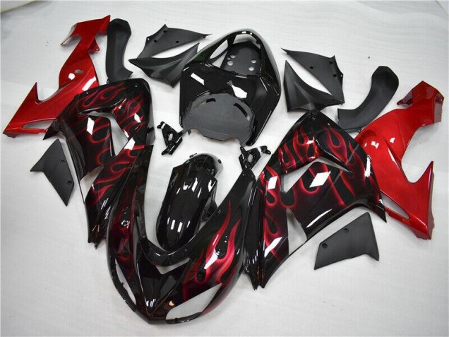 Vermelho Chama Carenagem Moto Kawasaki ZX10R 06-07 Vermelho Chama Carenagem Moto Kawasaki ZX10R 06-07