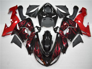 Vermelho Chama Carenagem Moto Kawasaki ZX10R 06-07