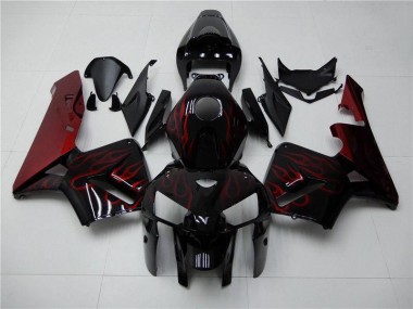 Vermelho Chama Preto Carenagem Moto Honda CBR 600RR 05-06
