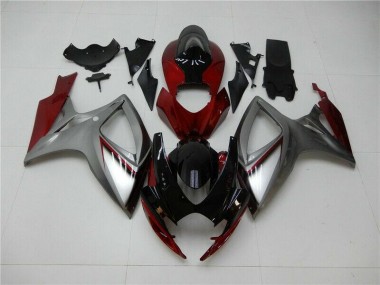 Vermelho Prata Carenagem Moto Suzuki GSXR 600 / 750 K6 06-07