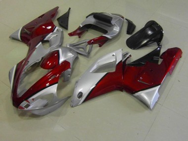 Vermelho & Prata Carenagem Moto Yamaha R1 00-01