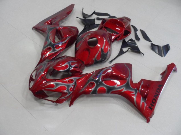 Vermelho Prata Chama Carenagem Moto Honda CBR 1000RR 06-07 Vermelho Prata Chama Carenagem Moto Honda CBR 1000RR 06-07