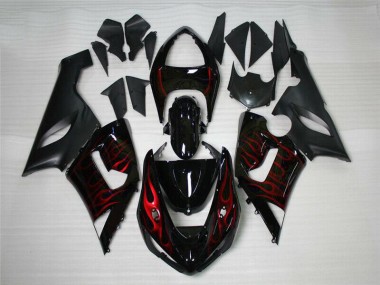 Vermelho Preto Abs Motocicleta Plásticos Kawasaki ZX6R 05-06