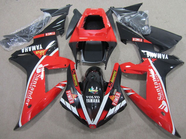 Vermelho Preto Branco Santander Carenagem Moto Yamaha R1 04-06 Vermelho Preto Branco Santander Carenagem Moto Yamaha R1 04-06