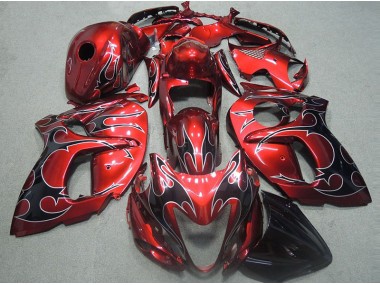 Vermelho & Preto Chama Carenagem Moto Suzuki GSXR 1300 Hayabusa 96-07