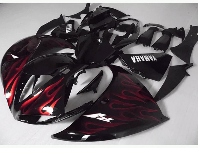 Vermelho Preto Chama Carenagem Moto Yamaha R1 09-11 Vermelho Preto Chama Carenagem Moto Yamaha R1 09-11