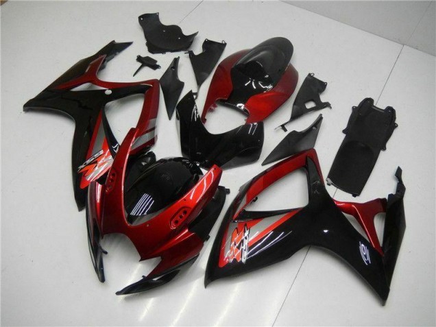 Vermelho Preto Injeção Kit Carenagem Suzuki GSXR 600 / 750 K6 06-07 Vermelho Preto Injeção Kit Carenagem Suzuki GSXR 600 / 750 K6 06-07
