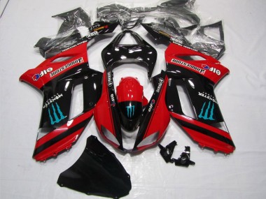 Vermelho Preto Monster Carenagem Moto Kawasaki ZX6R 07-08