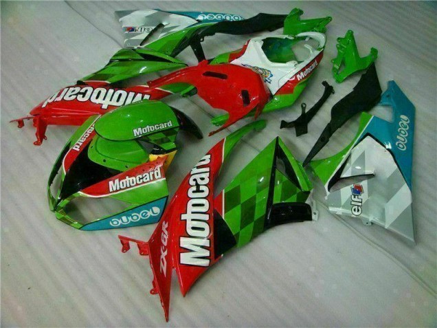 Vermelho Verde Motocard Carenagem Moto Kawasaki ZX6R 09-12 Vermelho Verde Motocard Carenagem Moto Kawasaki ZX6R 09-12